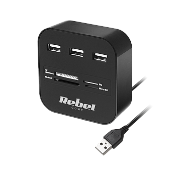 HUB USB 2.0 3 θυρών με συσκευή ανάγνωσης καρτών μνήμης