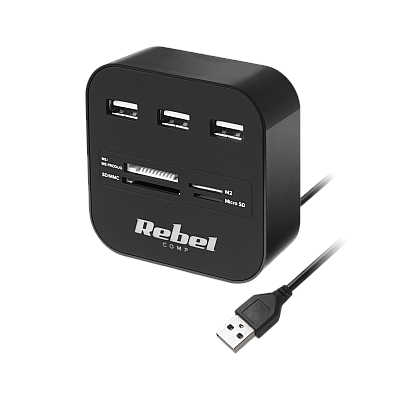 HUB USB 2.0 3 θυρών με συσκευή ανάγνωσης καρτών μνήμης