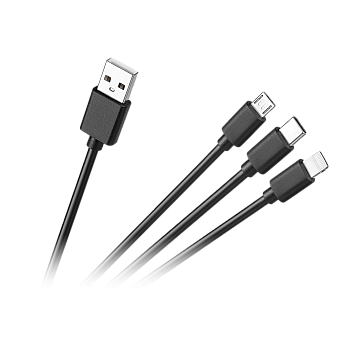 Καλώδιο σύνδεσης 3 σε 1, USB A - micro/C/lightning 1,2m