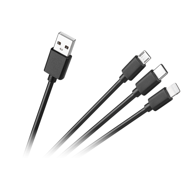Καλώδιο σύνδεσης 3 σε 1, USB A - micro/C/lightning 1,2m