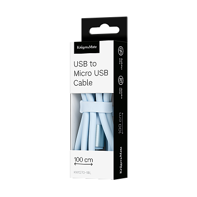USB - καλώδιο microUSB 1 m μπλε σιλικόνης Kruger&Matz Basic