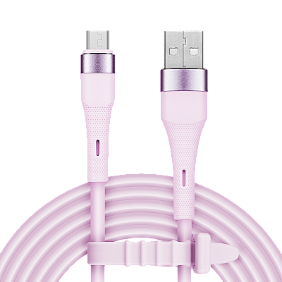 USB - καλώδιο microUSB 1 m σιλικόνης ροζ Kruger&Matz Basic
