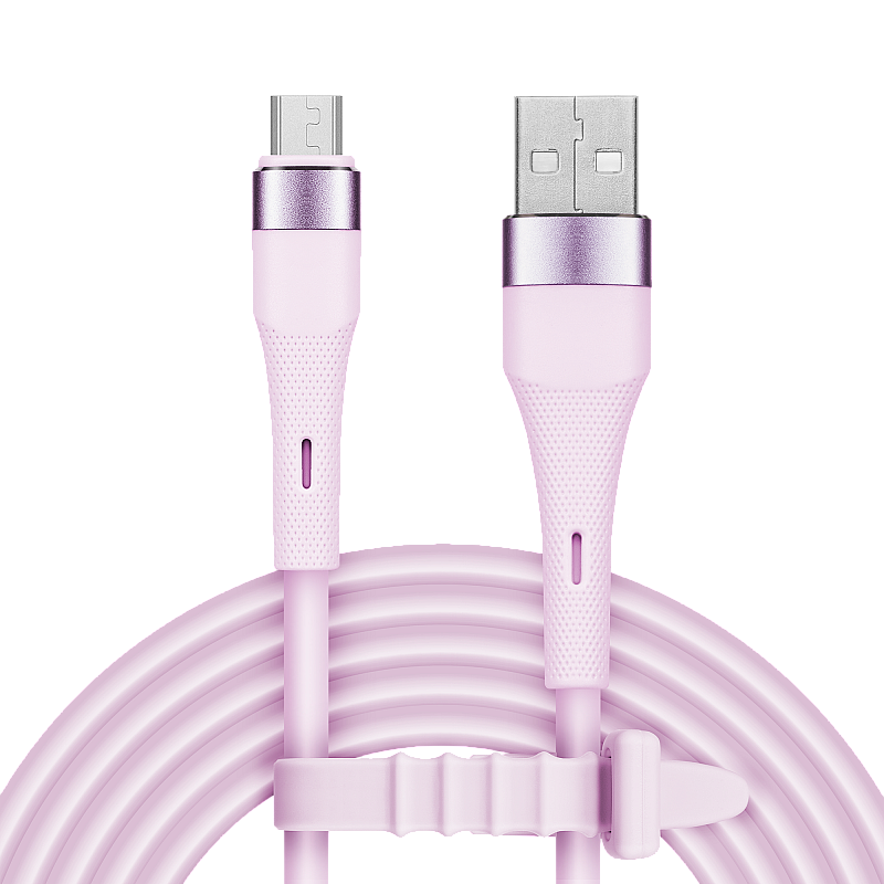 USB - καλώδιο microUSB 1 m σιλικόνης ροζ Kruger&Matz Basic