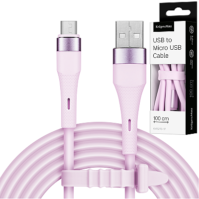 USB - καλώδιο microUSB 1 m σιλικόνης ροζ Kruger&Matz Basic
