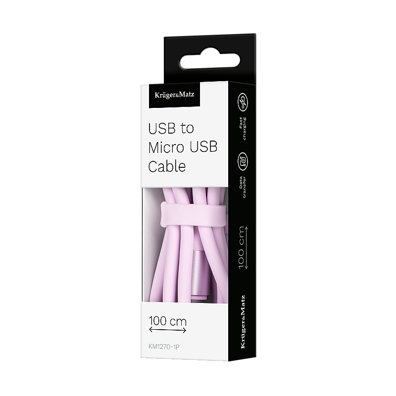 USB - καλώδιο microUSB 1 m σιλικόνης ροζ Kruger&Matz Basic