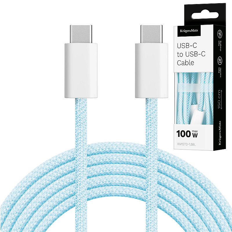 USB Type-C - Καλώδιο USB Type-C 100 W 1,5 m Blue Kruger&Matz Basic