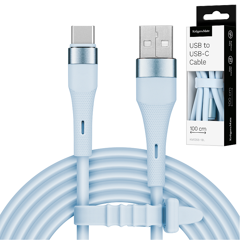 USB - Καλώδιο USB τύπου C 1 m μπλε σιλικόνης Kruger&Matz Basic