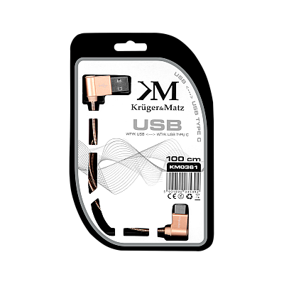 Καλώδιο USB - γωνιακό βύσμα τύπου C 1m 3A Kruger&Matz