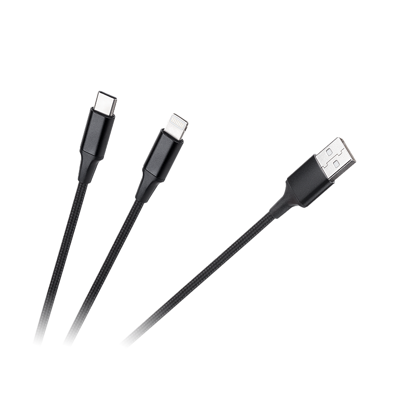 Καλώδιο USB A βύσμα - Βύσμα USB C / βύσμα κεραυνού (2 σε 1) 1μ