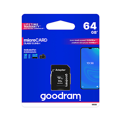 Κάρτα μνήμης microSD 64 GB UHS-I Goodram με προσαρμογέα