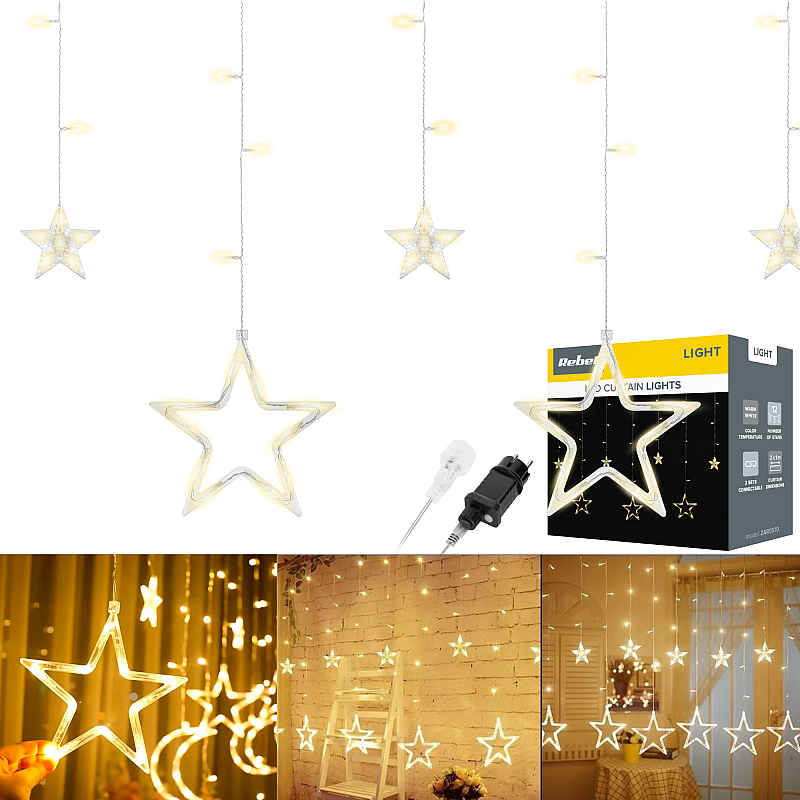 Rebel light κουρτίνα - αστέρια, ζεστό λευκό, 230V Rebel light κουρτίνα - αστέρια, ζεστό λευκό, 230V