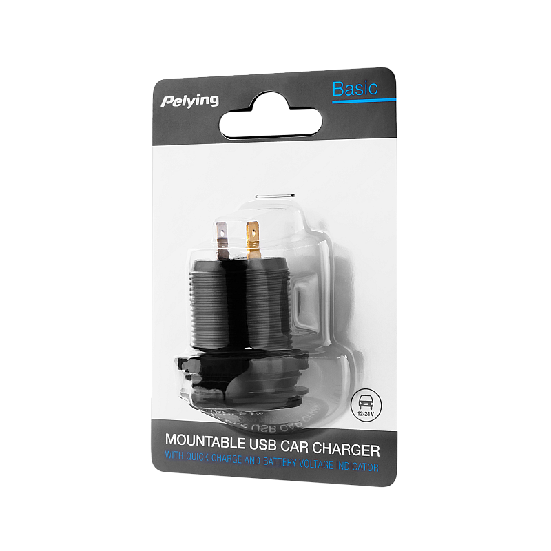 Φορτιστής αυτοκινήτου 2xUSB με λειτουργία Quick Charge και μετρητή τάσης