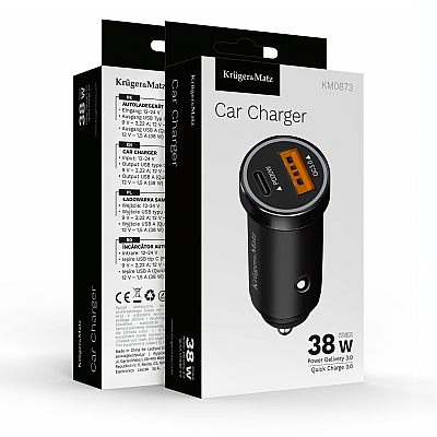 Φορτιστής αυτοκινήτου Kruger&Matz 38W με λειτουργίες Power Delivery και γρήγορης φόρτισης