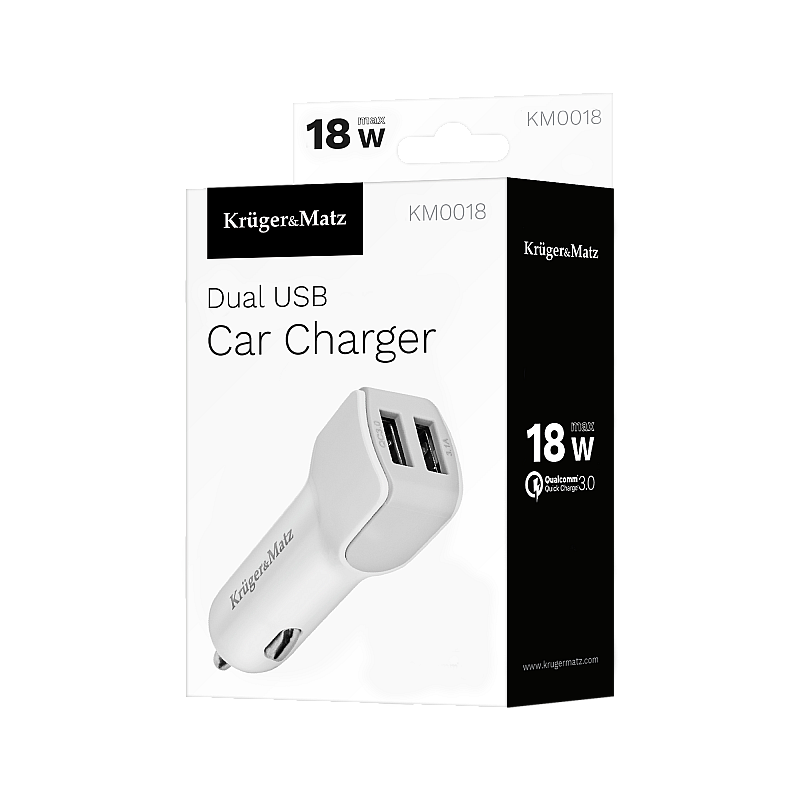 Φορτιστής αυτοκινήτου Kruger&Matz 2xUSB 3000 mA με λειτουργία Quick Charge 3.0