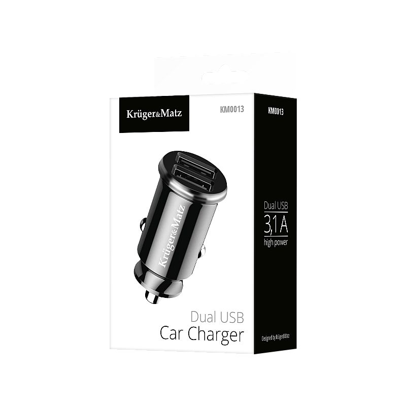 Φορτιστής αυτοκινήτου Kruger&Matz διπλός USB 3100 mA με λειτουργία Quick Charge 3.0