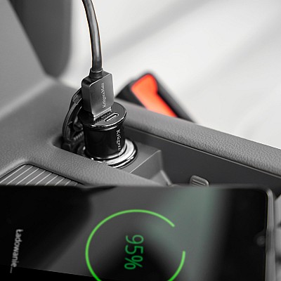 Φορτιστής αυτοκινήτου Kruger&Matz διπλού USB 3100 mA με Quick Charge 3.0 και λειτουργία Power Delivery