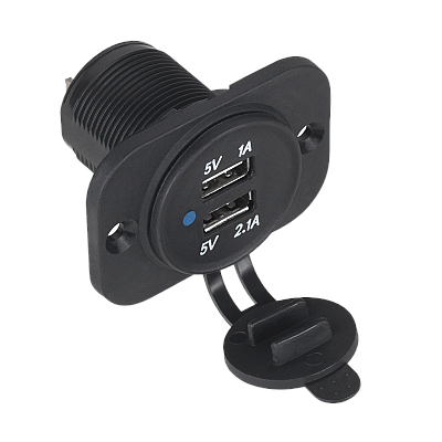 Φορτιστής αυτοκινήτου USB 12/24V 1A+2.1A βάση LXG526