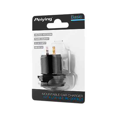 Φορτιστής αυτοκινήτου USB + USB Type C με λειτουργία Quick Charge, Power Delivery και μετρητής τάσης 48W Φορτιστής αυτοκινήτου USB + USB Type C με λειτουργία Quick Charge, Power Delivery και μετρητής τάσης 48W