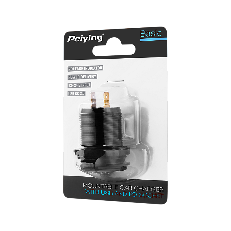 Φορτιστής αυτοκινήτου USB + USB Type C με λειτουργία Quick Charge, Power Delivery και μετρητής τάσης 48W Φορτιστής αυτοκινήτου USB + USB Type C με λειτουργία Quick Charge, Power Delivery και μετρητής τάσης 48W
