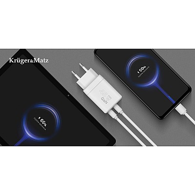Φορτιστής δικτύου Kruger&Matz 45 W GaN με λειτουργία Power Delivery και Quick Charge