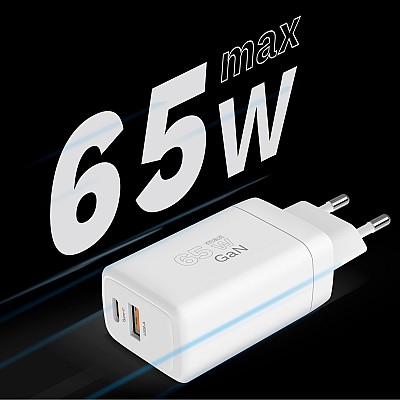 Φορτιστής δικτύου Kruger&Matz 65 W GaN με λειτουργία Power Delivery και Quick Charge
