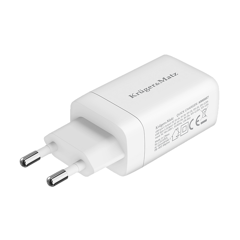 Φορτιστής δικτύου Kruger&Matz 65 W GaN με λειτουργία Power Delivery και Quick Charge