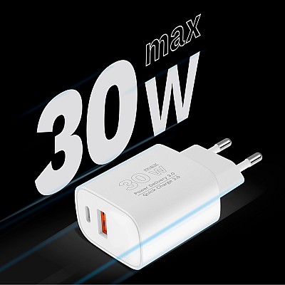 Kruger&Matz GaN διπλός φορτιστής USB με λειτουργία Power Delivery και Quick Charge