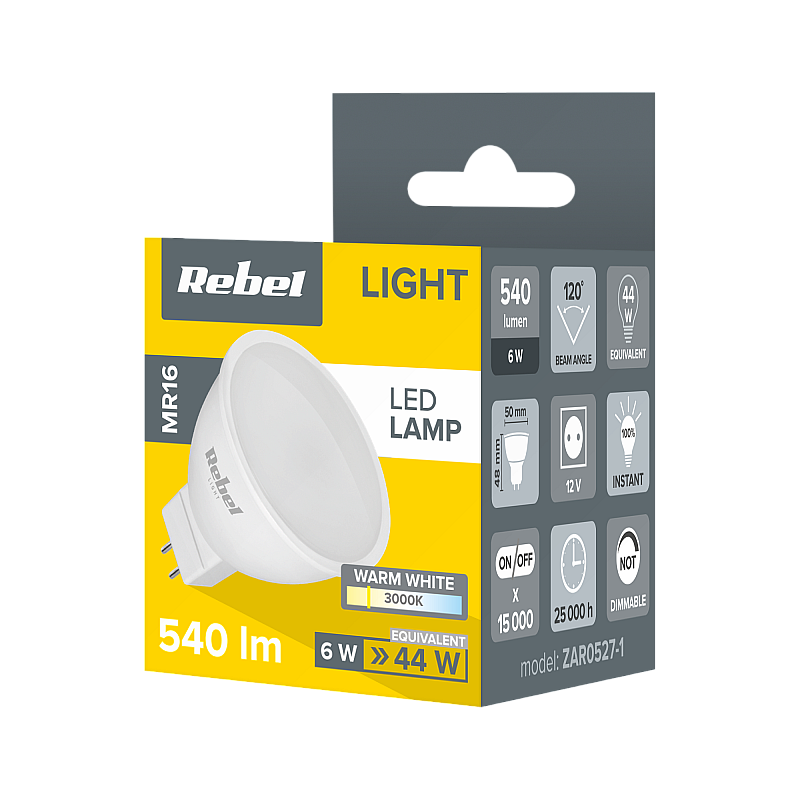 Lampa LED Rebel 6W MR16, 3000K, 12V