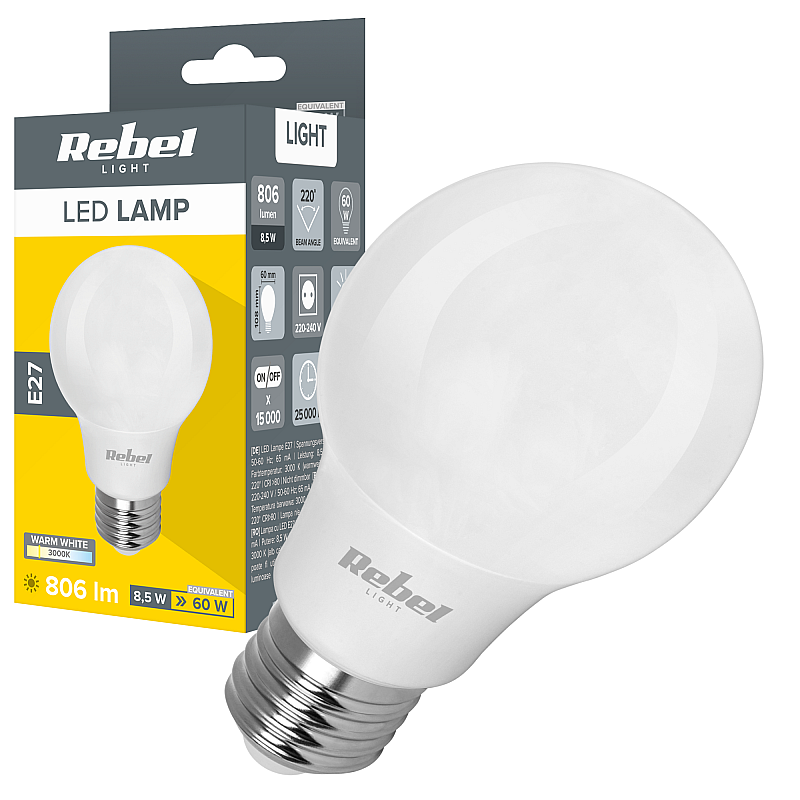 Λάμπα LED Rebel A60 8,5W E27 3000K, 230V
