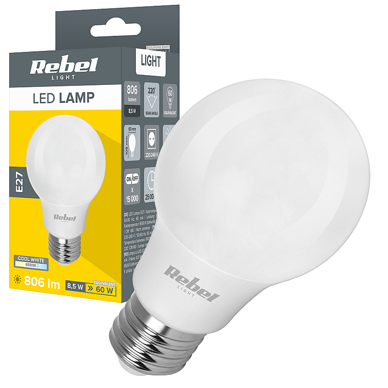 Λάμπα LED Rebel A60 8,5W E27 6500K, 230V