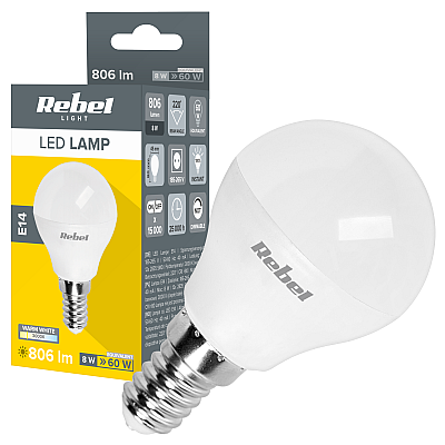 Lampa Led Rebel G45, 8W, E14, 3000K, 230V