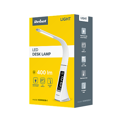 Επιτραπέζιο φωτιστικό REBEL Led (ρολόι, ημερομηνία, θερμοκρασία)