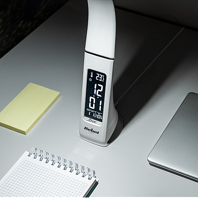 Επιτραπέζιο φωτιστικό REBEL Led (ρολόι, ημερομηνία, θερμοκρασία)