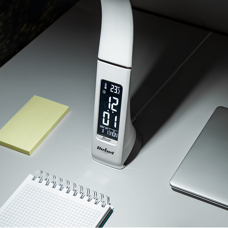 Επιτραπέζιο φωτιστικό REBEL Led (ρολόι, ημερομηνία, θερμοκρασία)