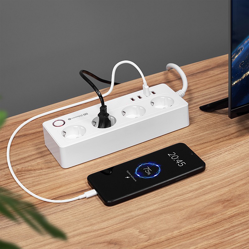 Πολύπριζο Kruger&Matz 4 γερμανικές πρίζες και 4xUSB 2100 mA Connect P6 Tuya