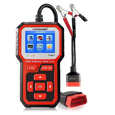 Διαγνωστικός μετρητής Konnwei KW681, σαρωτής OBD2, ελεγκτής μπαταρίας