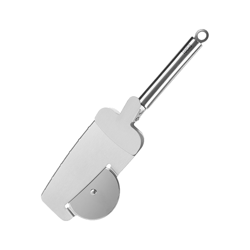 Μαχαίρι πίτσας με δίσκο κοπής, δόντια κοπής στην άκρη και σπάτουλα με σφιγκτήρα