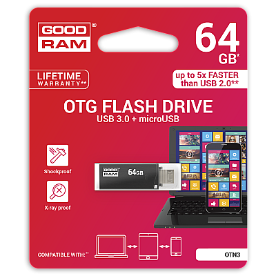 Μονάδα USB 3.0 με κάρτα γραφικών Goodram + microUSB 64GB OTG Μονάδα USB 3.0 με κάρτα γραφικών Goodram + microUSB 64GB OTG