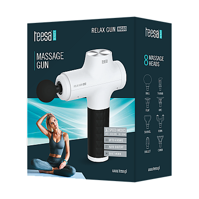 Πιστόλι μασάζ TEESA RELAX GUN MG60, 8 εξαρτήματα, λευκό