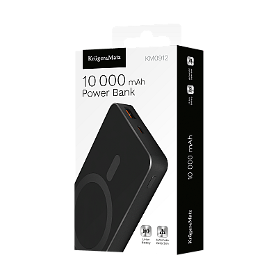 Kruger&Matz μαγνητικό επαγωγικό powerbank 10000 mAh μαύρο