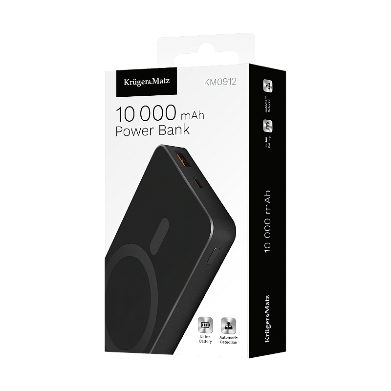 Kruger&Matz μαγνητικό επαγωγικό powerbank 10000 mAh μαύρο