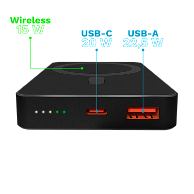 Kruger&Matz μαγνητικό επαγωγικό powerbank 10000 mAh μαύρο