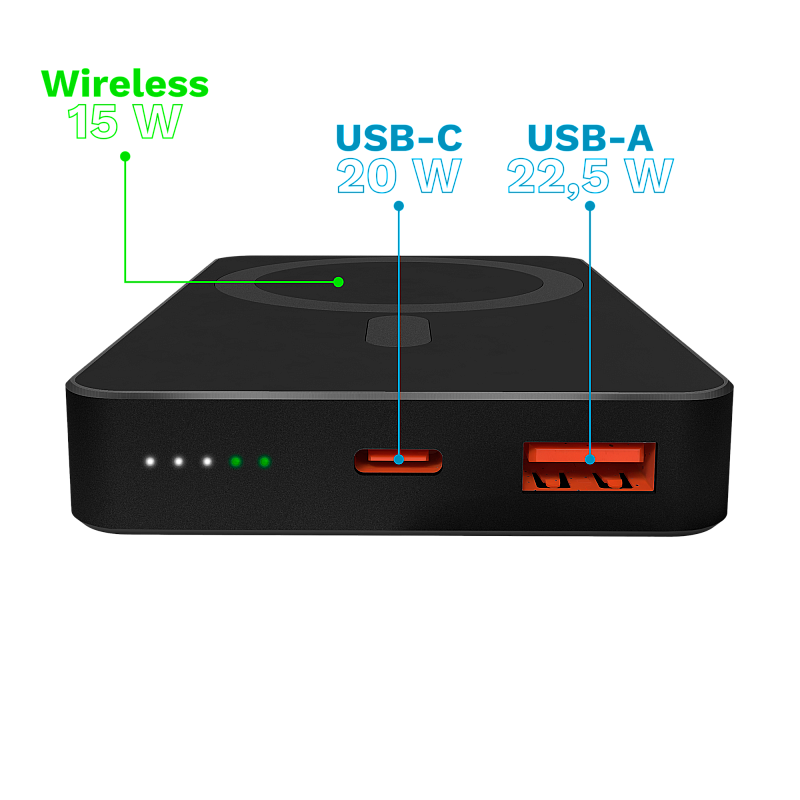 Kruger&Matz μαγνητικό επαγωγικό powerbank 10000 mAh μαύρο