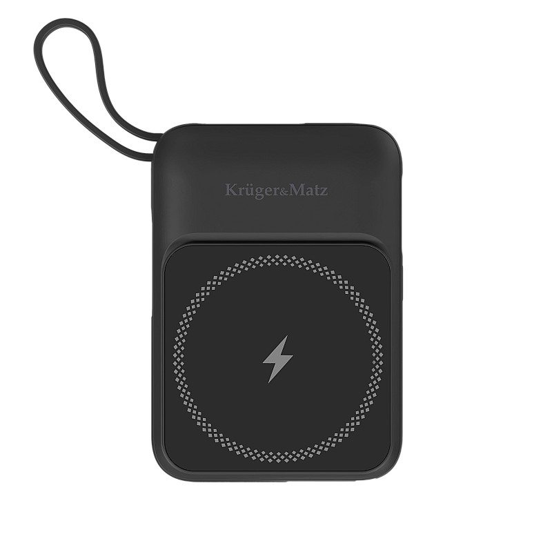 Μαγνητικό επαγωγικό powerbank Kruger&Matz 10000 mAh με καλώδιο, μαύρο