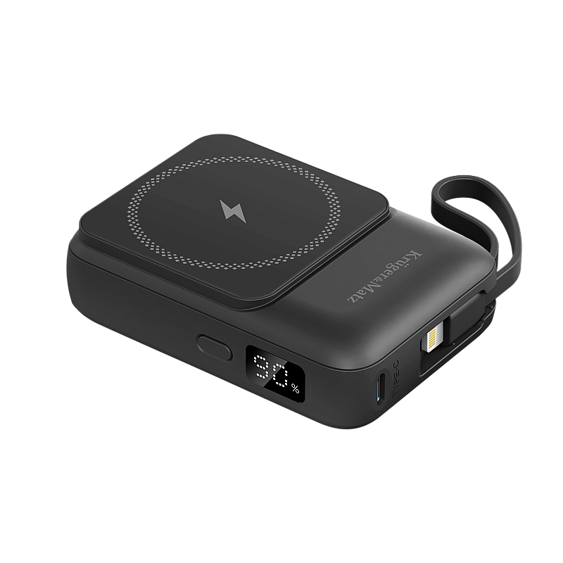 Μαγνητικό επαγωγικό powerbank Kruger&Matz 10000 mAh με καλώδιο, μαύρο