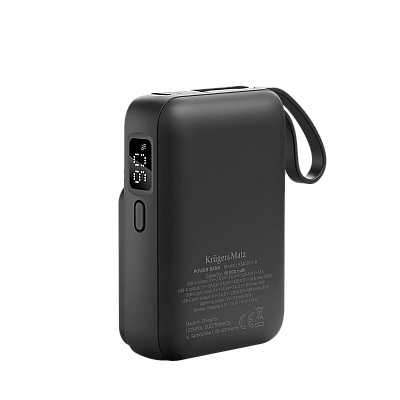 Μαγνητικό επαγωγικό powerbank Kruger&Matz 10000 mAh με καλώδιο, μαύρο