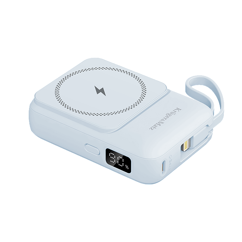 Μαγνητικό επαγωγικό powerbank Kruger&Matz 10000 mAh με μπλε καλώδιο