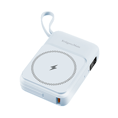 Μαγνητικό επαγωγικό powerbank Kruger&Matz 10000 mAh με μπλε καλώδιο