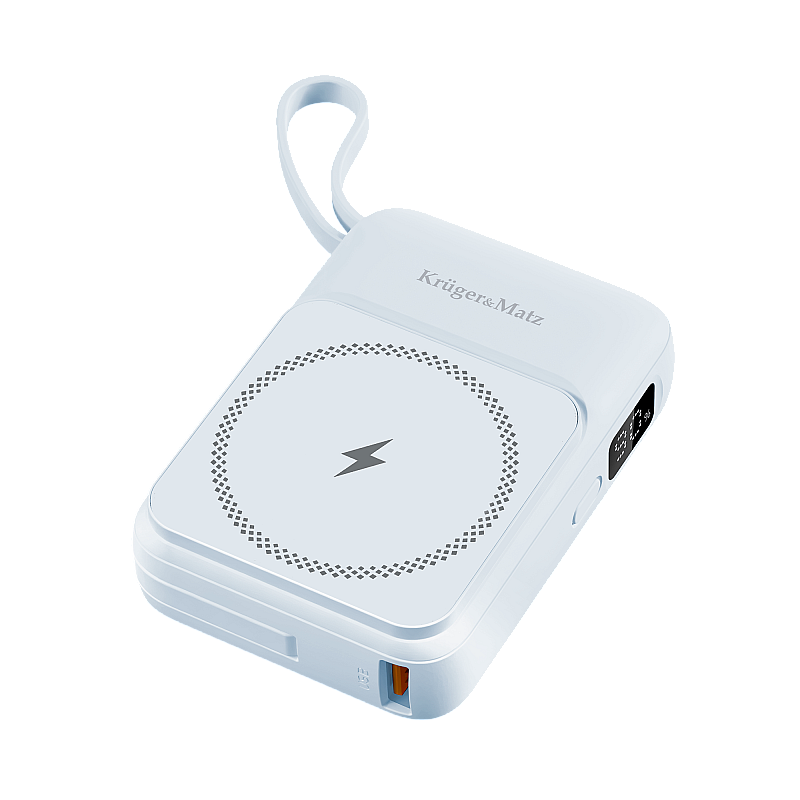 Μαγνητικό επαγωγικό powerbank Kruger&Matz 10000 mAh με μπλε καλώδιο