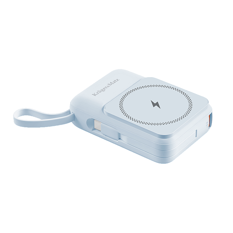 Μαγνητικό επαγωγικό powerbank Kruger&Matz 10000 mAh με μπλε καλώδιο